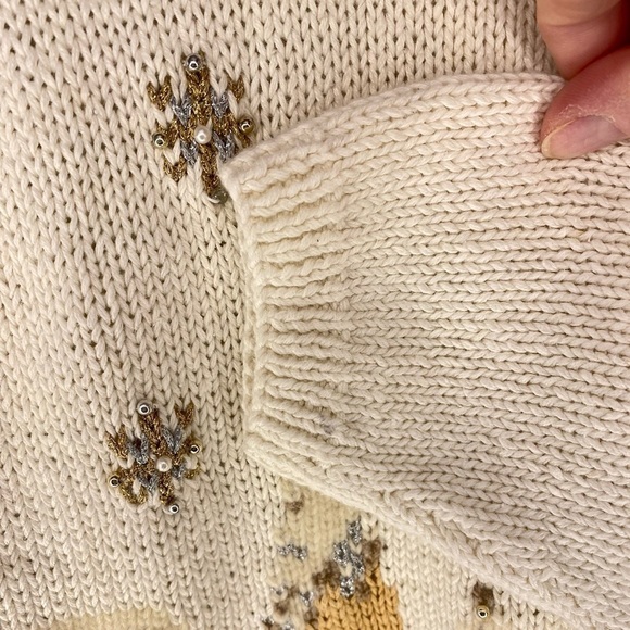 Vntage Winter Scene Embellished Grandmacore Cardigan Size S - Picture 5 of 12